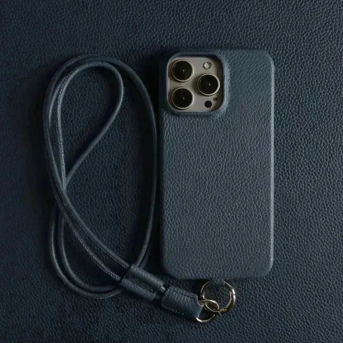 Minimalist Design Leather iPhone Case with Strap - Handmade