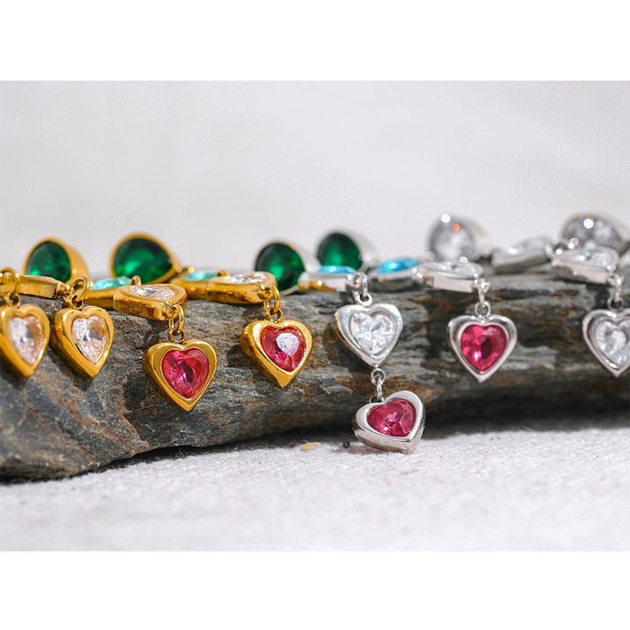 Small Hearts Design Earrings with Crystals