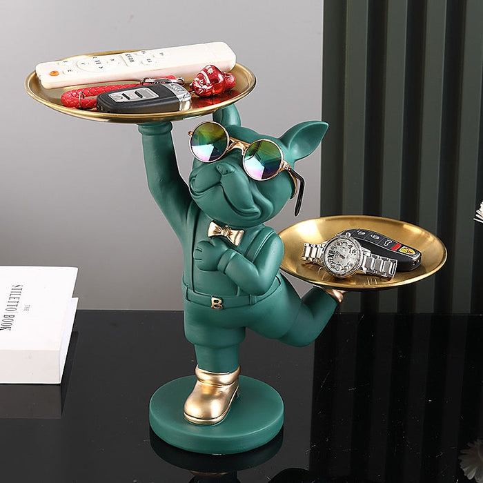 Standing French Bulldog Butler with Tray