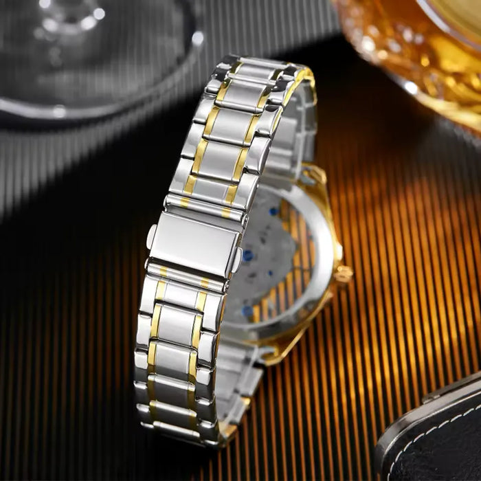 CLAVION® Skeleton Gold Automatic Quartz Wrist Watch for Men