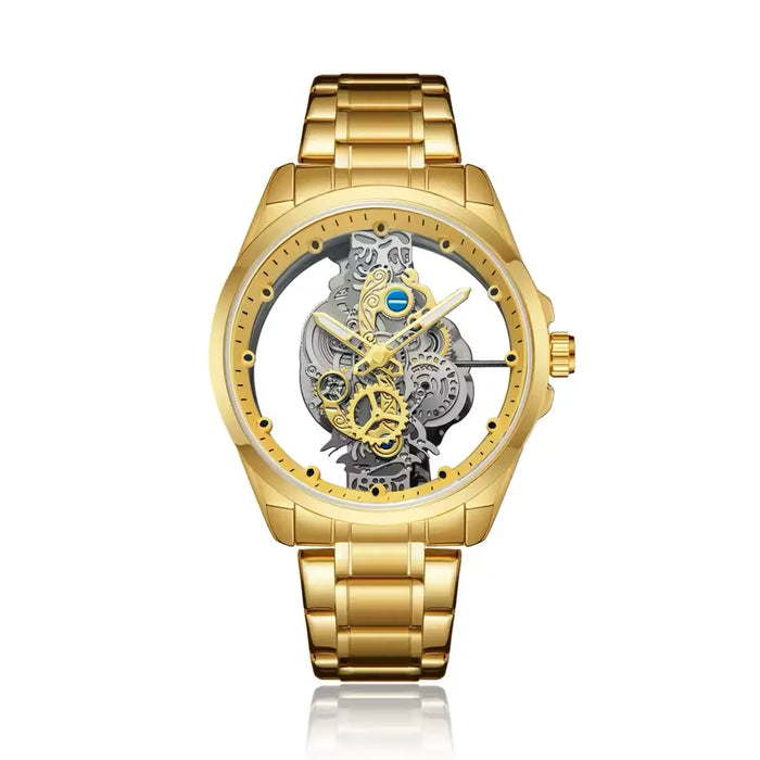 CLAVION® Skeleton Gold Automatic Quartz Wrist Watch for Men