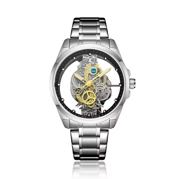 CLAVION® Skeleton Gold Automatic Quartz Wrist Watch for Men