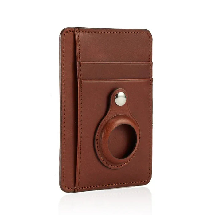 Custom Name Italian Vegetable Tanned Leather AirTag Wallet