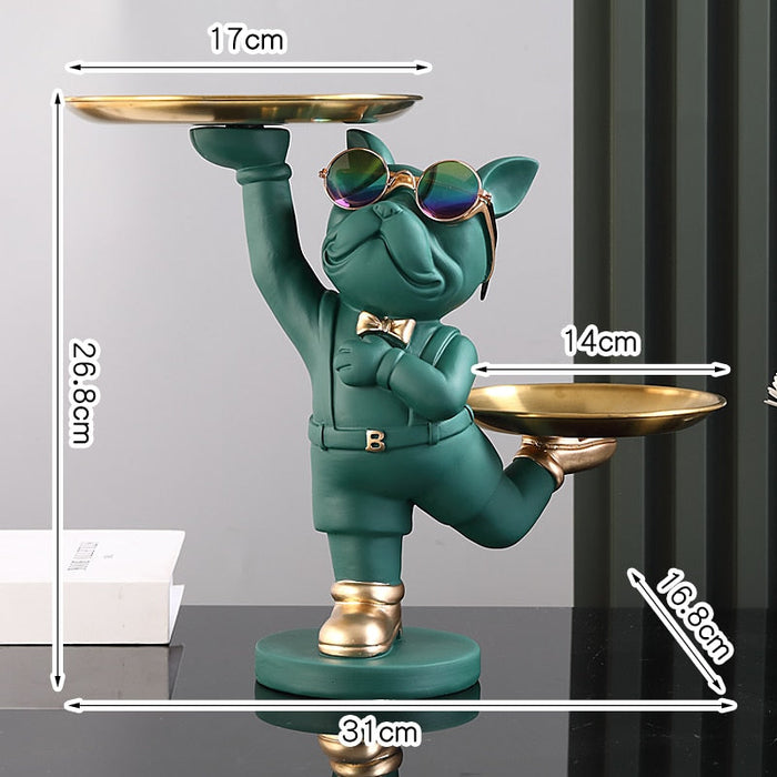 Standing French Bulldog Butler with Tray