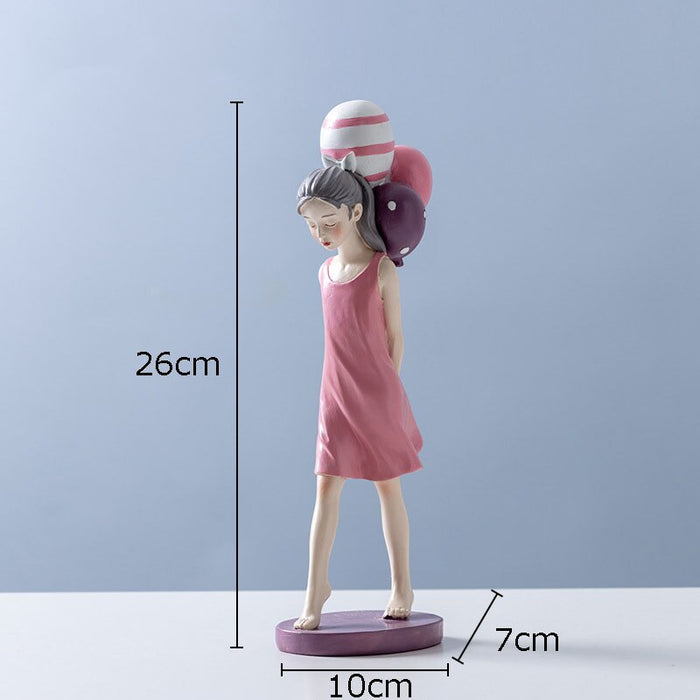 Modern Girl Resin Figurine Decorative Statue