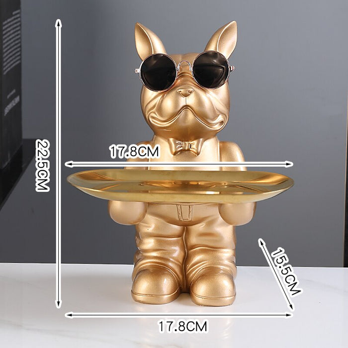 Standing French Bulldog Butler with Tray