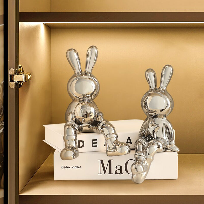 2 PCS Modern Rabbit Figurines