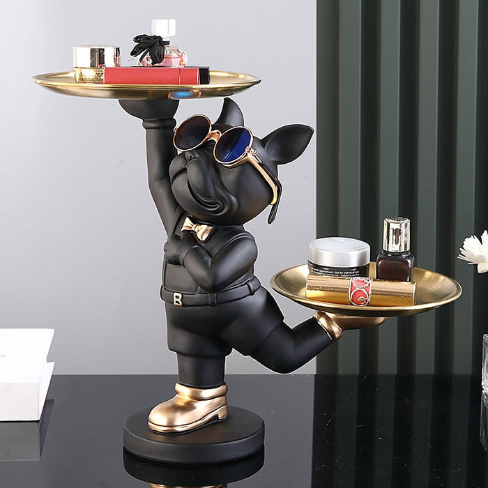Standing French Bulldog Butler with Tray