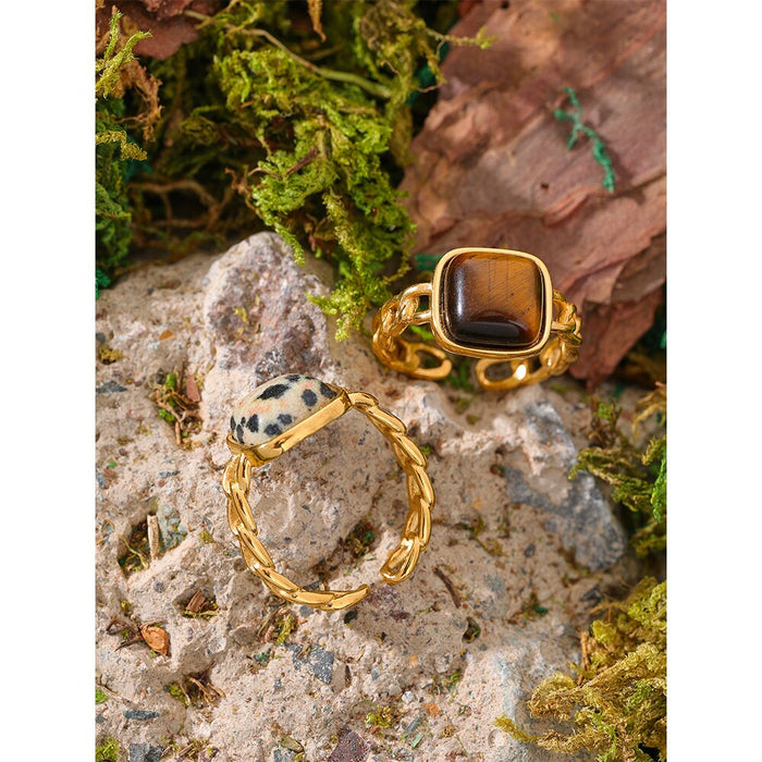 Designer Golden Ring with Brown Crystal