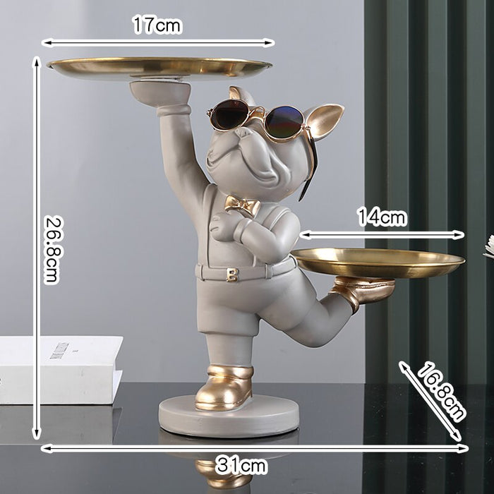 Standing French Bulldog Butler with Tray