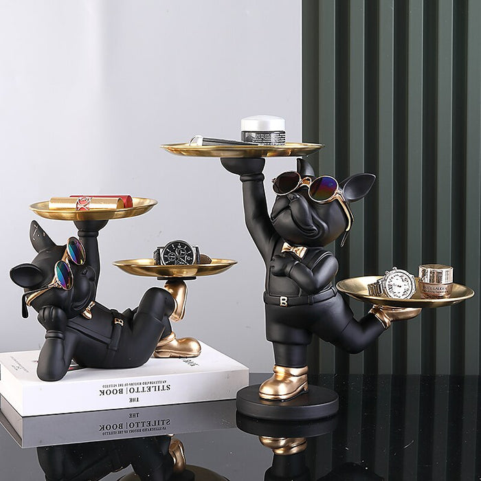 Standing French Bulldog Butler with Tray