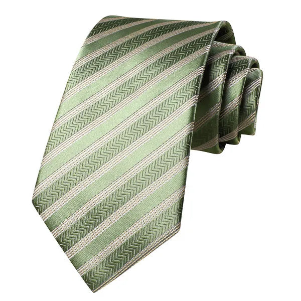 Sage Green Striped Silk Tie for Classy Men