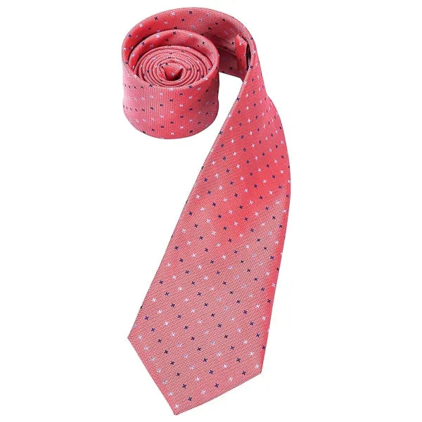 Silk Tie for Men Classy Salmon Red with Dotted Pattern