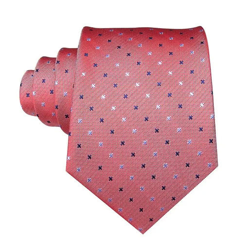 Silk Tie for Men Classy Salmon Red with Dotted Pattern