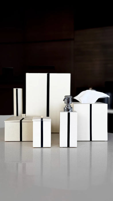 Santorini Bathroom Set – Quartz-Style Resin, 6-Piece Design