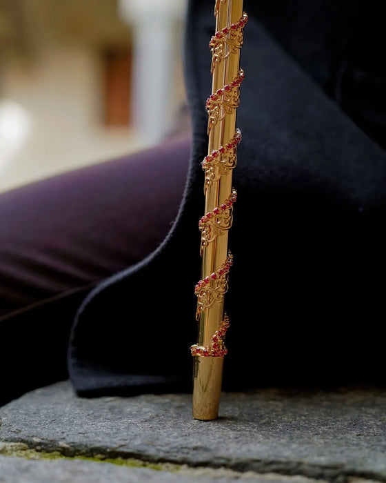 Designer Gold-plated 24K Walking Stick with Crystals