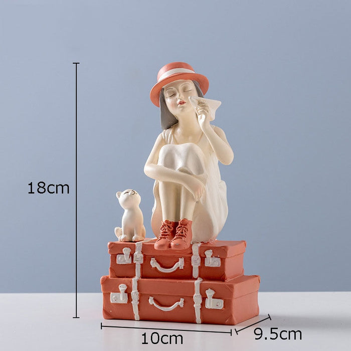 Modern Girl Resin Figurine Decorative Statue