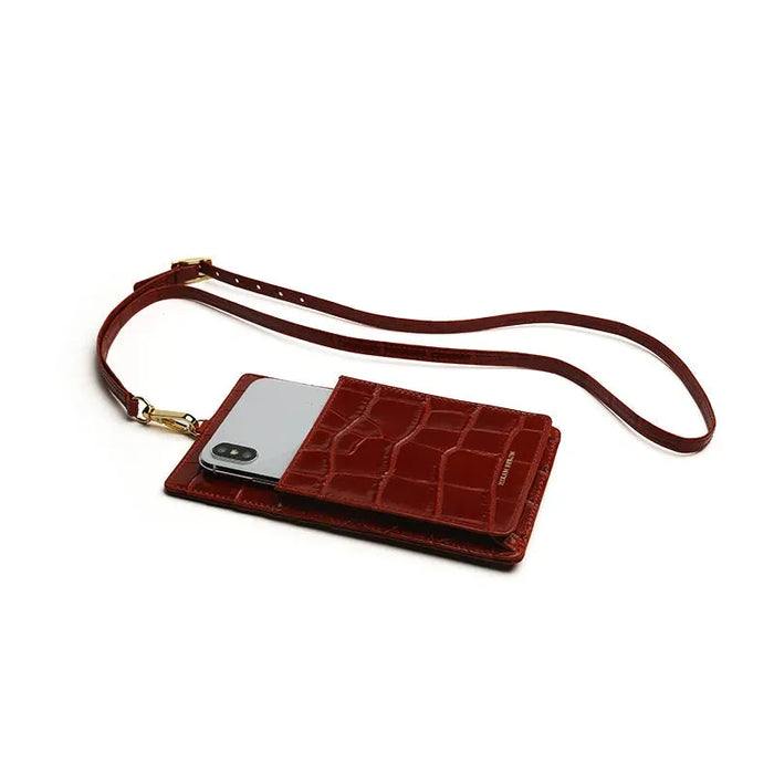 Luxury Croco Mobile Phone Bag, Purse & Wallet with Lanyard