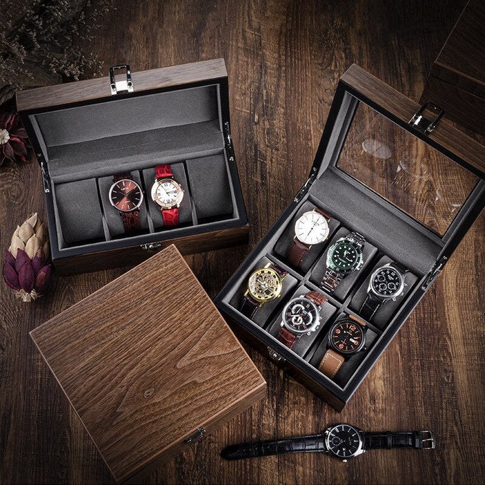 Men's Wooden Watch Box for 6 Watches - Stylish Organizer Case