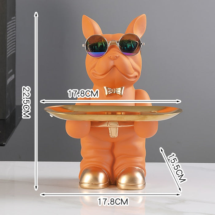 Standing French Bulldog Butler with Tray