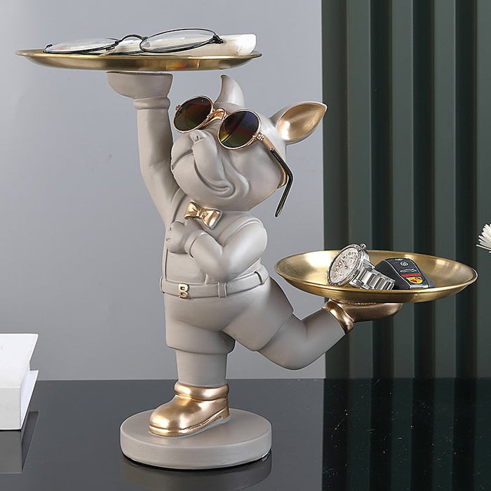 Standing French Bulldog Butler with Tray