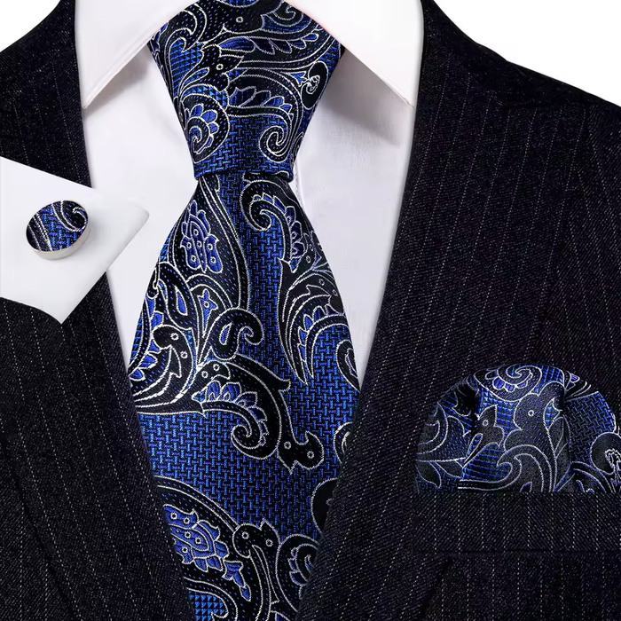 Classy Men Blue Floral Silk Necktie