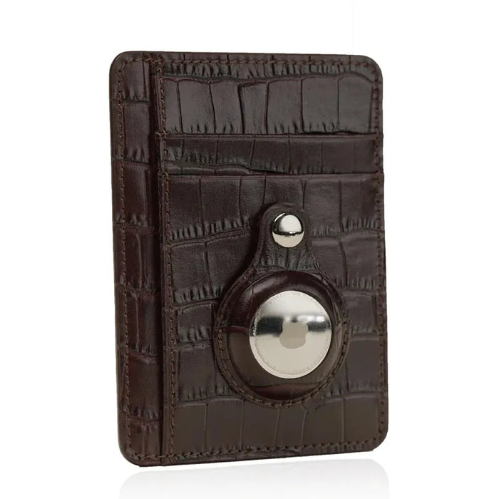Custom Engraving Italian Cow Leather AirTag Card Holder Wallet