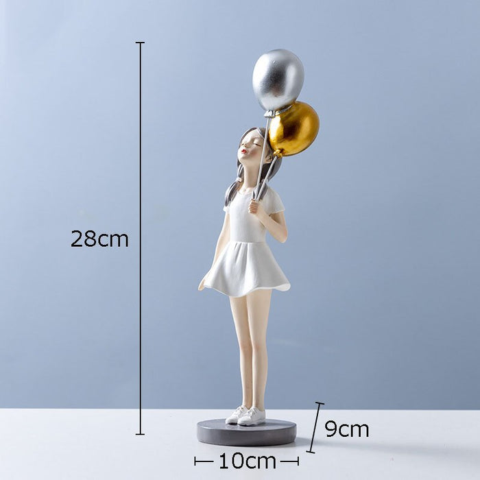 Modern Girl Resin Figurine Decorative Statue