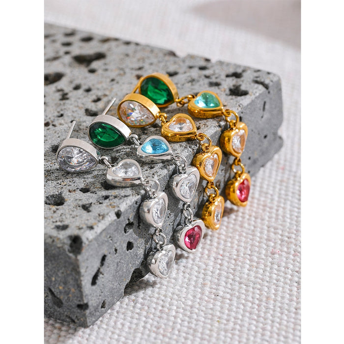 Small Hearts Design Earrings with Crystals