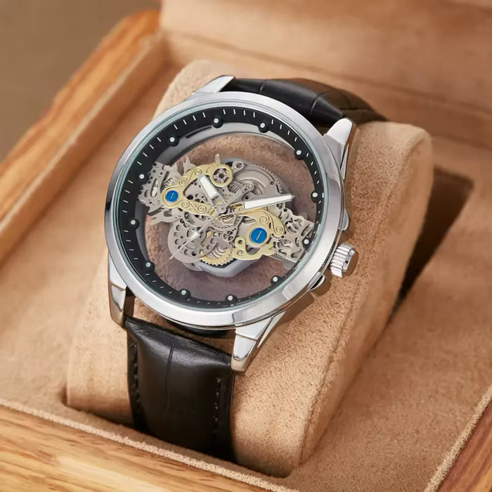 CLAVION® Skeleton Gold Automatic Quartz Wrist Watch for Men