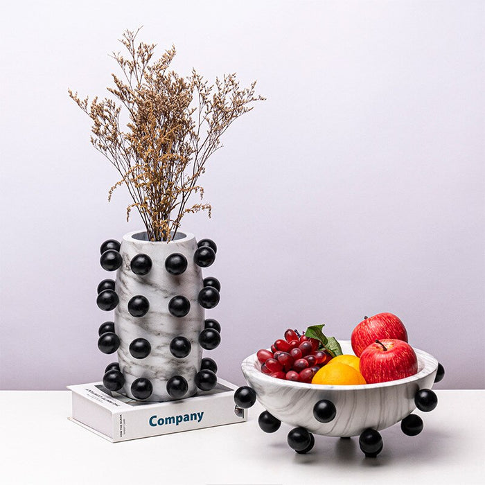 Artistic Marble-Patterned Resin Flower Vases