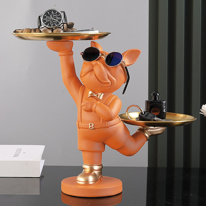 Standing French Bulldog Butler with Tray