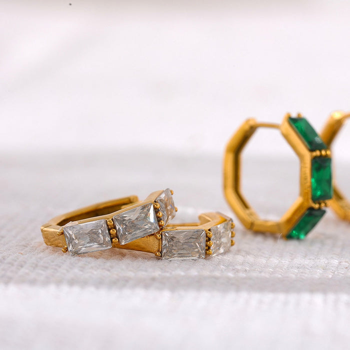 Geometric Shape Earrings with Crystals