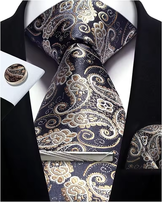 Cravate en soie pour homme à motif cachemire jaune et blanc, accessoire élégant
