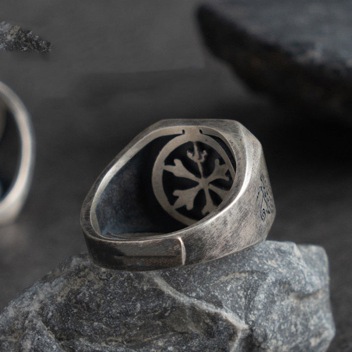 Egyptian Men's Silver Plated Brass Ring