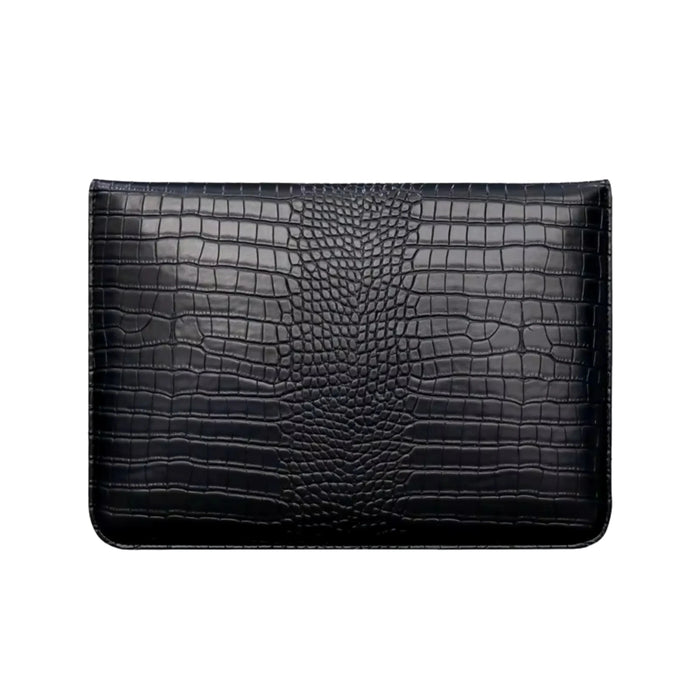 Crocodile Textured PU Leather Laptop Sleeve with Built-In Stand