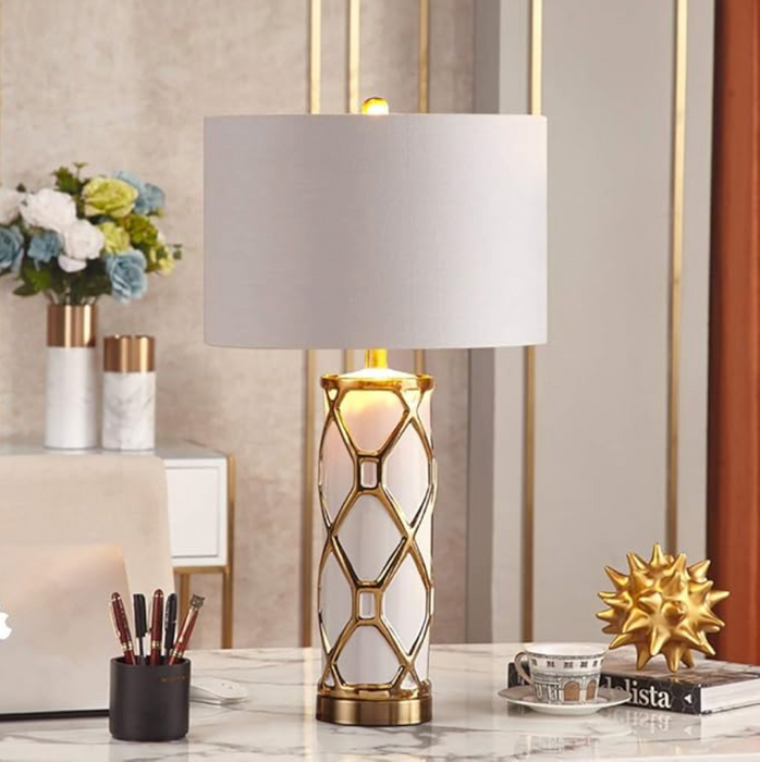 Luxury White and Gold Lamp Captivating Lighting Piece