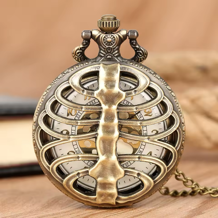 Hollow Antique Quartz Pocket Watch Necklace - Vintage Unisex Gift