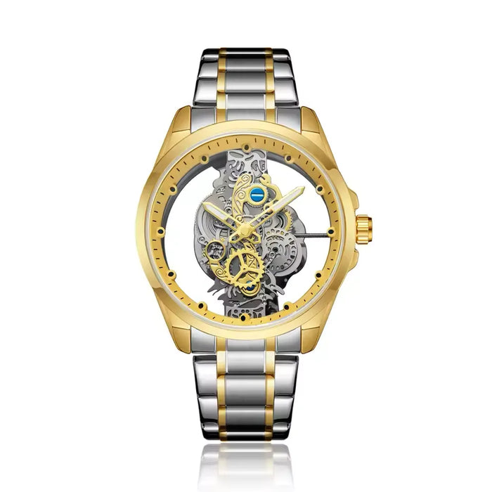 CLAVION® Skeleton Gold Automatic Quartz Wrist Watch for Men