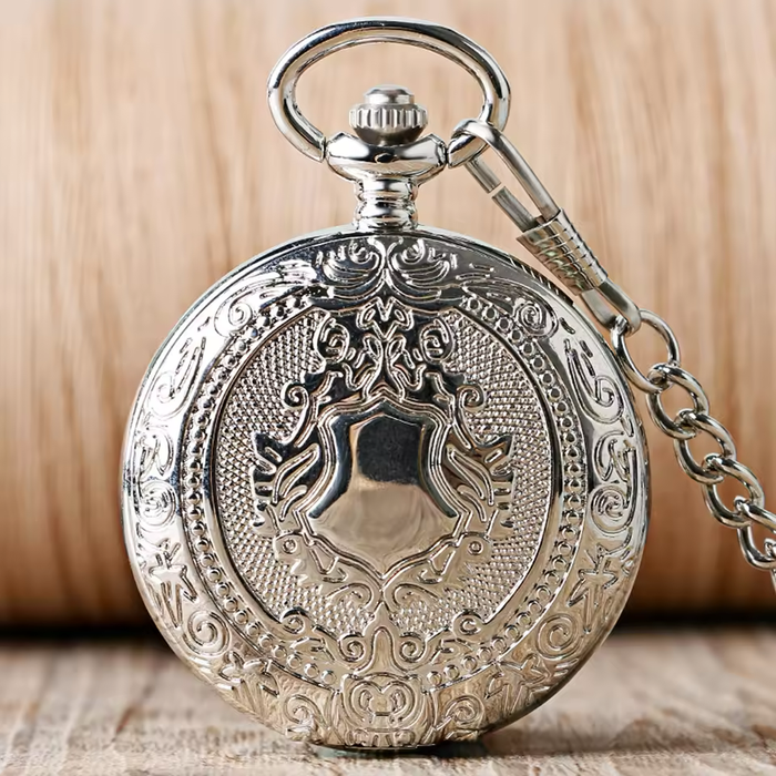 Silver Full Hunter Pocket Watch - Arabic Dial Hand Wind Vintage Gift