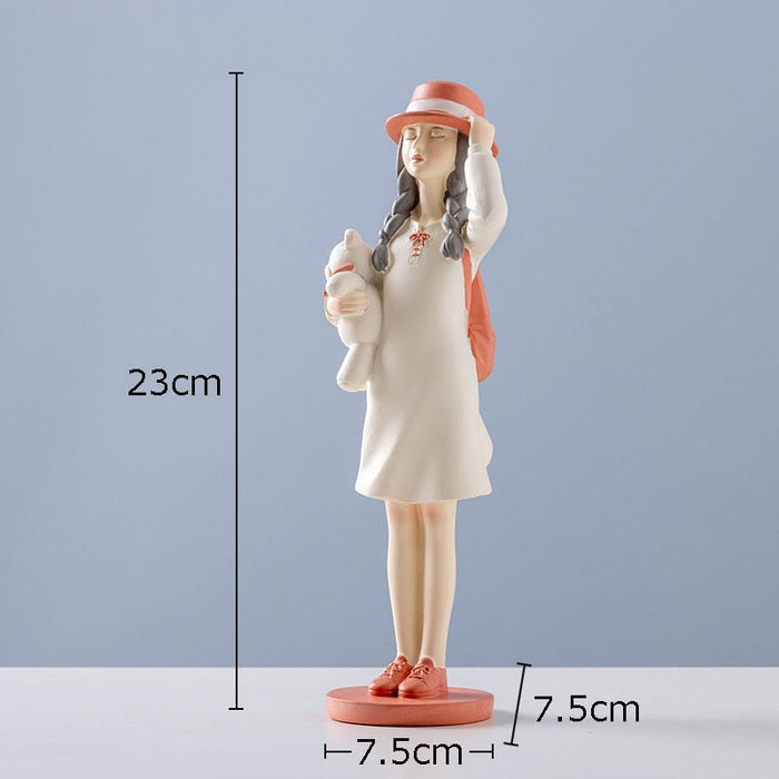 Modern Girl Resin Figurine Decorative Statue