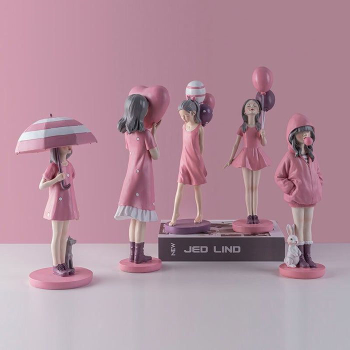 Modern Girl Resin Figurine Decorative Statue