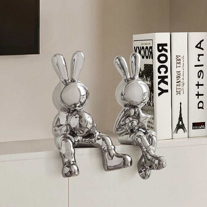 2 PCS Modern Rabbit Figurines