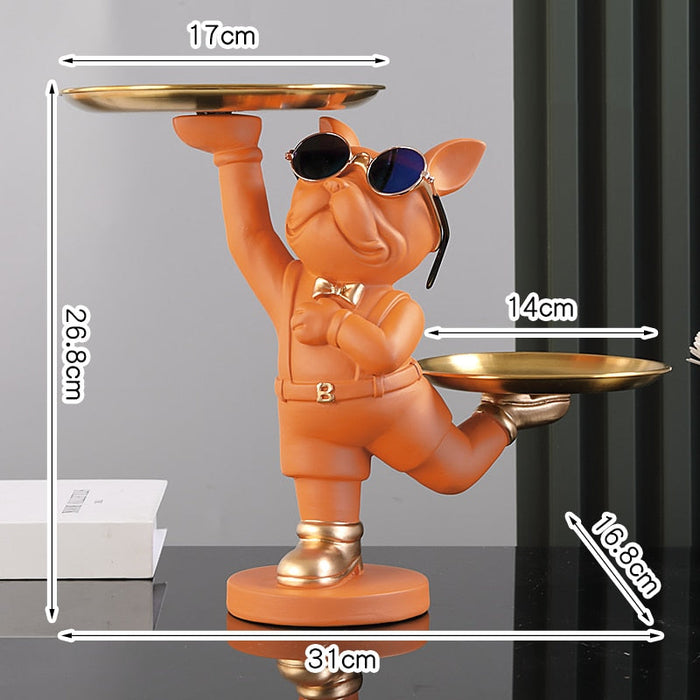 Standing French Bulldog Butler with Tray