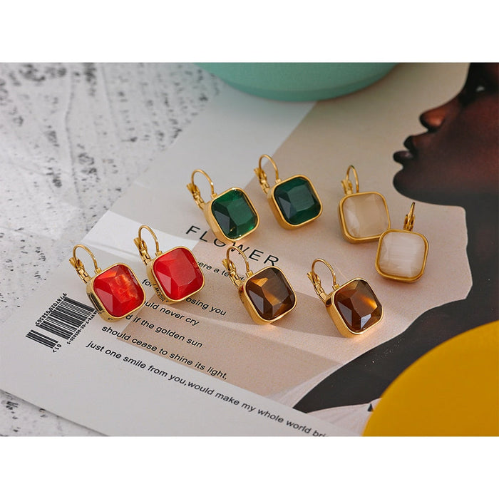Square Shape Earrings with Crystals