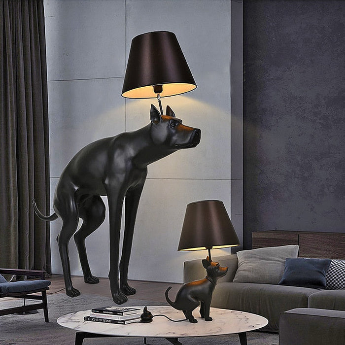 Simple Art Resin Cloth Cover Big Dog LED Floor Lamp