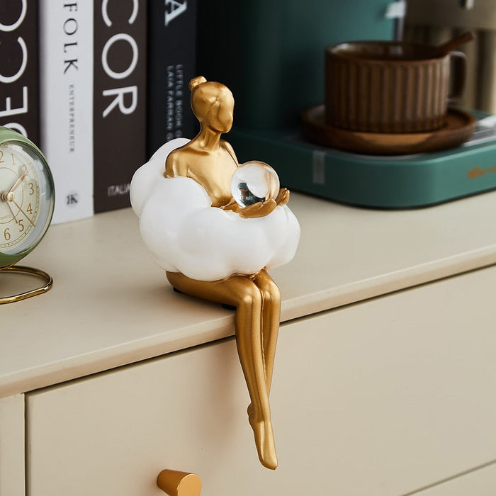 Cloud Girl Sculpture Abstract Art Figurine