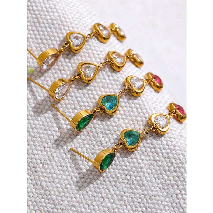 Small Hearts Design Earrings with Crystals