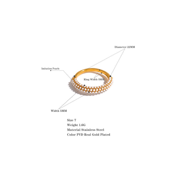 Elegant Golden Ring with Small Pearls