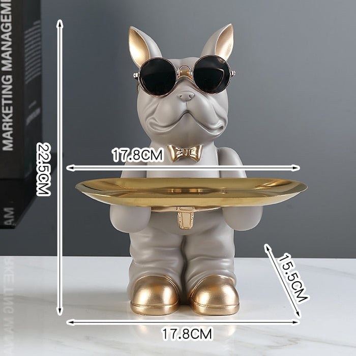 Standing French Bulldog Butler with Tray